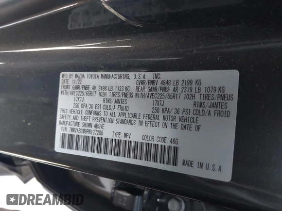 2023 Mazda CX-50 2.5 S Preferred Plus Package with VIN 7MMVABCM9PN127288, listed as a IAAI auction lot 41137735 with 13,961 mi miles. Bid and sale history available at carsss.com. Image 9.