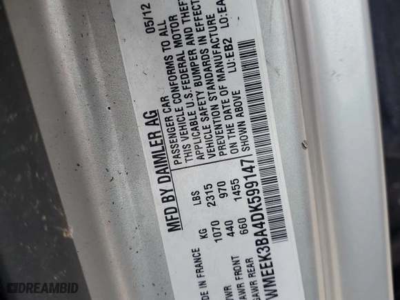 2013 Smart fortwo Passion with VIN WMEEK3BA4DK599147, listed as a Copart auction lot 79648274 with NaN miles and Salvage Title. Bid and sale history available at carsss.com. Image 13.