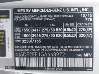 2016 Mercedes-Benz GL with VIN 4JGDF2EE1GA668972, listed as a IAAI auction lot 41432196 with 120,272 mi miles. Bid and sale history available at carsss.com. Image 9.