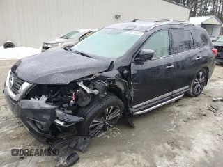 2020 Nissan Pathfinder Platinum z VIN 5N1DR2DM0LC599657, wystawiony jako Copart lot #88320685 z przebiegiem Nie podano mil oraz Szkoda całkowita • Salvage title. Historia ofert i sprzedaży dostępna na DreamBid. Obrazek 1.