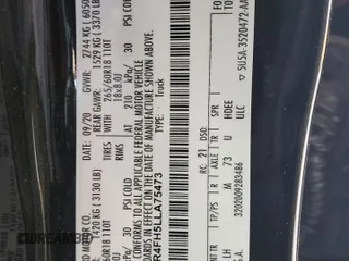 2020 Ford Ranger XL z VIN 1FTER4FH5LLA75473, wystawiony jako Copart lot #58136185 z przebiegiem Nie podano mil oraz Szkoda całkowita • Salvage title. Historia ofert i sprzedaży dostępna na DreamBid. Obrazek 12.