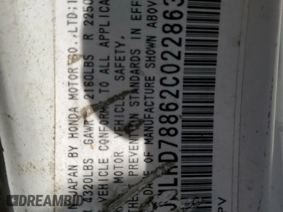 2002 Honda CR-V EX z VIN JHLRD78862C022863, wystawiony jako Copart lot #60089405 z przebiegiem 233 673 mil mil oraz Szkoda całkowita • Salvage title. Historia ofert i sprzedaży dostępna na DreamBid. Obrazek 12.