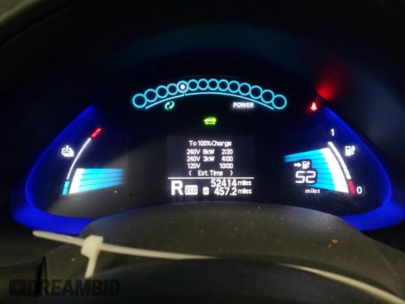 2016 Nissan LEAF S with VIN 1N4BZ0CP2GC308051, listed as a Copart auction lot 50314175 with 52,414 mi miles and Salvage Title. Bid and sale history available at carsss.com. Image 9.