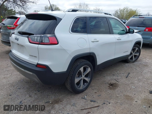 2019 Jeep Cherokee Limited with VIN 1C4PJLDB1KD387310, listed as a IAAI auction lot 42190270 with 96,635 mi miles and . Bid and sale history available at DreamBid. Image 4.