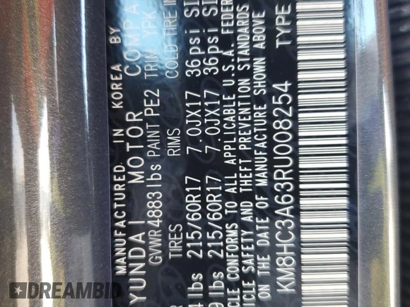 2024 Hyundai Kona SEL with VIN KM8HC3A63RU008254, listed as a Copart auction lot 85442394 with Not Provided miles and Salvage Title. Bid and sale history available at DreamBid. Image 13.