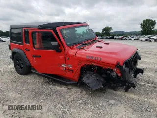 2021 Jeep Wrangler Unlimited Willys with VIN 1C4HJXDG8MW650763, listed as a Copart auction lot 59515805 with 52,749 mi miles and Salvage title. Bid and sale history available at DreamBid. Image 4.