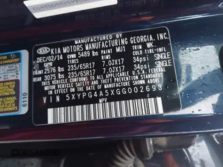 2016 Kia Sorento LX with VIN 5XYPG4A5XGG002693, listed as a IAAI auction lot 42138254 with 157,430 mi miles. Bid and sale history available at carsss.com. Image 9.