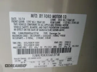 2014 Lincoln MKS with VIN 1LNHL9DKXEG612758, listed as a Copart auction lot 53230065 with 98,863 mi miles and Salvage Title. Bid and sale history available at carsss.com. Image 12.