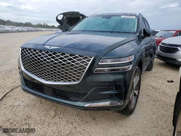 2022 Genesis GV80 with VIN KMUHBDSB1NU097810, listed as a Copart auction lot 74330924 with 21,955 mi miles and Non Repairable. Bid and sale history available at carsss.com. Image 1.