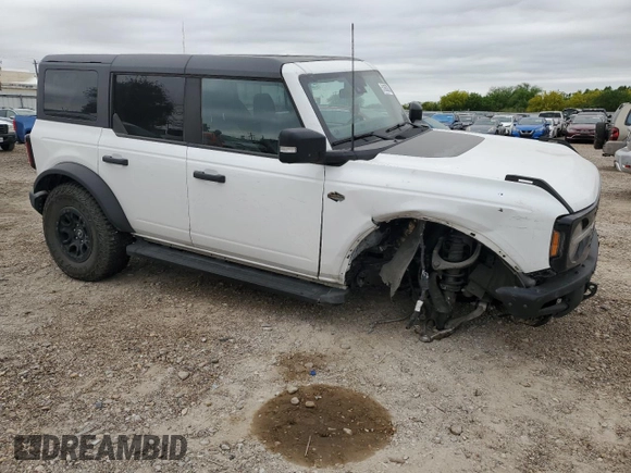 2024 Ford Bronco Wildtrak with VIN 1FMEE2BP9RLA07694, listed as a Copart auction lot 51856335 with 21,102 mi miles and Salvage title. Bid and sale history available at DreamBid. Image 4.