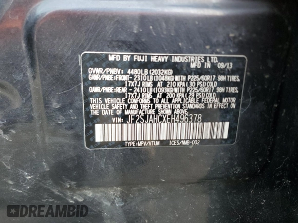 2014 Subaru Forester 2.5i Limited with VIN JF2SJAHCXEH496378, listed as a Copart auction lot 48798265 with 165,078 mi miles and Salvage Title. Bid and sale history available at carsss.com. Image 15.