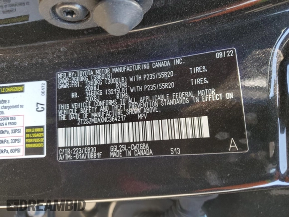 2022 Lexus RX 350 F Sport с VIN 2T2SZMDAXNC364217, выставлен на аукционе Copart как лот 53123325 с пробегом 23 158 миль миль и Списание • Salvage title. История ставок и продаж доступна на DreamBid. Изображение 12.