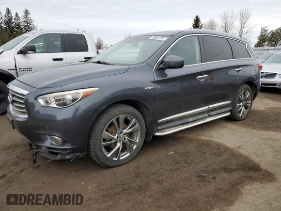 2014 Infiniti QX60 Hybrid with VIN 5N1CL0MM9EC521298, listed as a Copart auction lot 48987395 with 171,334 mi miles and Salvage Title. Bid and sale history available at DreamBid. Image 1.