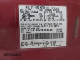 1997 Ford Ranger XLT with VIN 1FTCR14XXVPA53318, listed as a IAAI auction lot 41944173 with 246,056 mi miles. Bid and sale history available at carsss.com. Image 9.