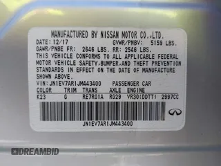 2018 Infiniti Q50 3.0t Luxe with VIN JN1EV7AR1JM443400, listed as a IAAI auction lot 42174726 with 74,677 mi miles. Bid and sale history available at carsss.com. Image 9.