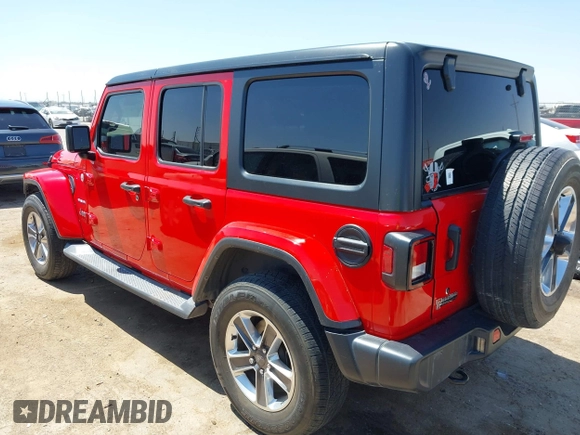 2019 Jeep Wrangler Unlimited Sahara with VIN 1C4HJXEN8KW591398, listed as a IAAI auction lot 42045071 with 87,410 mi miles and . Bid and sale history available at DreamBid. Image 3.