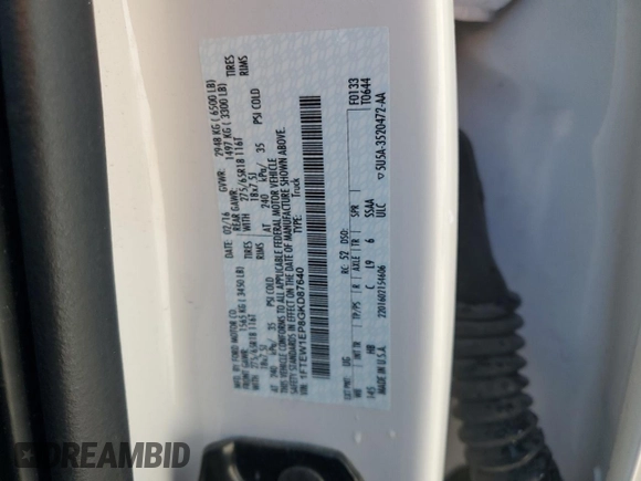 2016 Ford F-150 XLT with VIN 1FTEW1EP8GKD87640, listed as a Copart auction lot 52237005 with 148,912 mi miles and Salvage Title. Bid and sale history available at carsss.com. Image 12.