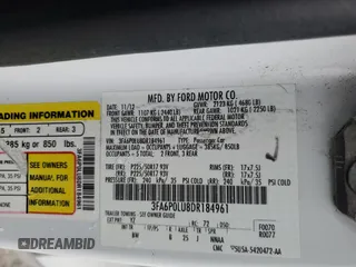 2013 Ford Fusion SE Hybrid with VIN 3FA6P0LU8DR184961, listed as a Copart auction lot 48213875 with 172,188 mi miles and Clean Title. Bid and sale history available at carsss.com. Image 12.