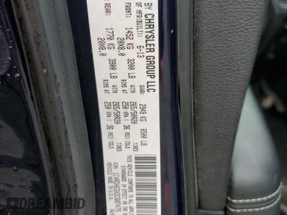 2013 Dodge Durango Citadel with VIN 1C4RDHEGXDC687475, listed as a Copart auction lot 84757144 with 208,217 mi miles and Salvage title. Bid and sale history available at DreamBid. Image 14.