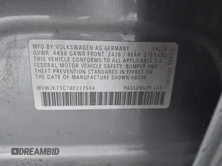 2008 Volkswagen Passat Komfort z VIN WVWJK73C18E227564, wystawiony jako IAAI lot #42251998 z przebiegiem 103 100 mil mil oraz . Historia ofert i sprzedaży dostępna na DreamBid. Obrazek 9.