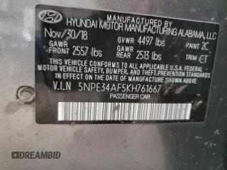 2019 Hyundai Sonata SEL with VIN 5NPE34AF5KH761667, listed as a Copart auction lot 47375465 with 63,832 mi miles and Salvage Title. Bid and sale history available at DreamBid. Image 14.