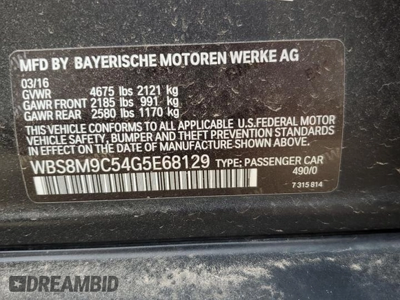 2016 BMW M3 z VIN WBS8M9C54G5E68129, wystawiony jako Copart lot #50089505 z przebiegiem 56 321 mil mil oraz Szkoda całkowita • Salvage title. Historia ofert i sprzedaży dostępna na DreamBid. Obrazek 12.