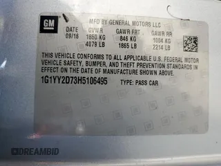 2017 Chevrolet Corvette Grand Sport 2LT with VIN 1G1YY2D73H5106495, listed as a Copart auction lot 43695095 with 50,133 mi miles and Salvage Title. Bid and sale history available at carsss.com. Image 14.