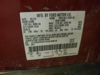 2016 Ford Explorer XLT with VIN 1FM5K8D81GGC40816, listed as a Copart auction lot 56050405 with 106,324 mi miles and Salvage Title. Bid and sale history available at DreamBid. Image 13.