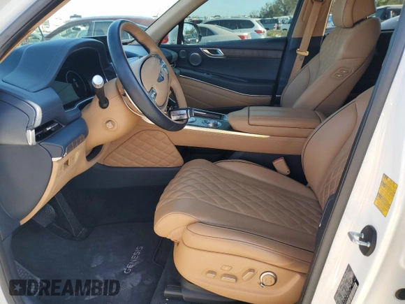 2021 Genesis GV80 with VIN KMUHCESC0MU054263, listed as a Copart auction lot 85953934 with 28,735 mi miles and Salvage Title. Bid and sale history available at DreamBid. Image 7.
