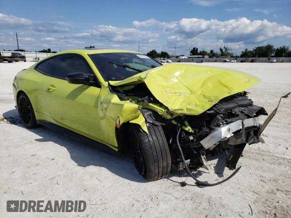 2021 BMW M4 Competition with VIN WBS33AZ05MCG52173, listed as a Copart auction lot 56218244 with 0 mi miles and Salvage Title. Bid and sale history available at carsss.com. Image 4.