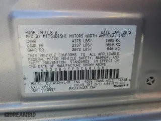 2012 Mitsubishi Galant ES with VIN 4A32B3FF5CE015811, listed as a Copart auction lot 46504765 with 99,058 mi miles and Salvage Title. Bid and sale history available at carsss.com. Image 12.