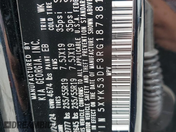 2024 Kia Sportage SX-Prestige with VIN 5XYK53DF3RG187381, listed as a Copart auction lot 51177955 with 7,668 mi miles and Salvage title. Bid and sale history available at DreamBid. Image 14.