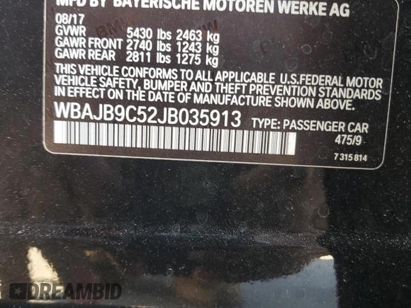 2018 BMW 5 Series M550i xDrive with VIN WBAJB9C52JB035913, listed as a Copart auction lot 51441195 with 42,205 mi miles and Salvage Title. Bid and sale history available at carsss.com. Image 13.