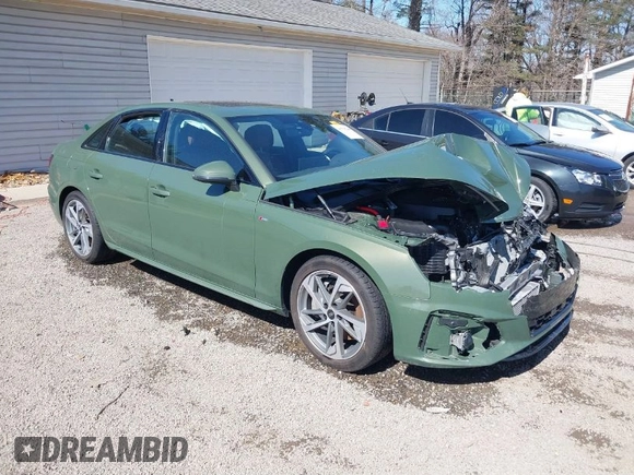 2025 Audi A4 S line Premium Plus with VIN WAUEAAF48SN000964, listed as a IAAI auction lot 41758244 with 9,912 mi miles and . Bid and sale history available at DreamBid. Image 1.