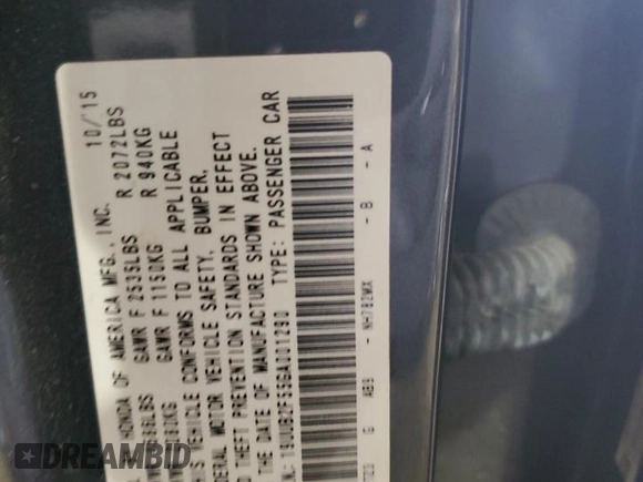 2016 Acura TLX Technology with VIN 19UUB2F55GA001290, listed as a Copart auction lot 56603745 with Not provided miles and Salvage title. Bid and sale history available at DreamBid. Image 12.