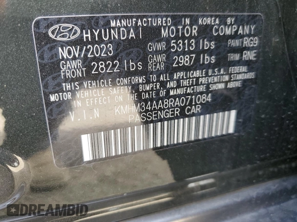 2024 Hyundai Ioniq 6 SEL z VIN KMHM34AA8RA071084, wystawiony jako Copart lot #47614915 z przebiegiem 14 989 mil mil oraz Szkoda całkowita • Salvage title. Historia ofert i sprzedaży dostępna na DreamBid. Obrazek 12.