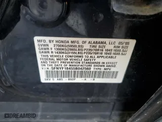 2005 Honda Pilot EX with VIN 5FNYF18455B042560, listed as a Copart auction lot 49989945 with 184,299 mi miles and Salvage Title. Bid and sale history available at carsss.com. Image 15.