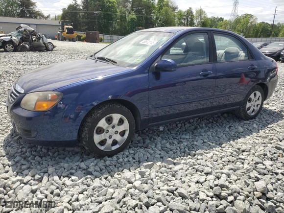 2009 Kia Spectra EX with VIN KNAFE222X95604934, listed as a Copart auction lot 53872145 with 86,838 mi miles and Clean Title. Bid and sale history available at carsss.com. Image 1.