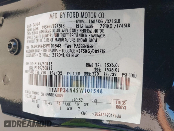 2005 Ford Focus S с VIN 1FAFP34N45W101548, выставлен на аукционе IAAI как лот 42607412 с пробегом 180 785 миль миль и . История ставок и продаж доступна на DreamBid. Изображение 9.