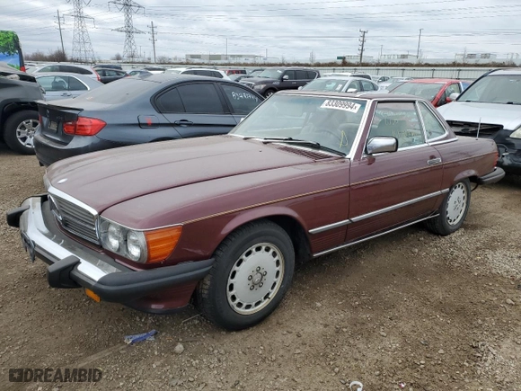 1988 Mercedes-Benz 560 Series 560SL with VIN WDBBA48D0JA088868, listed as a Copart auction lot 83309994 with 161,517 mi miles and Clean Title. Bid and sale history available at carsss.com. Image 1.