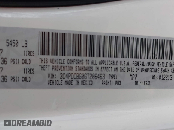 2016 Dodge Journey SXT with VIN 3C4PDCBG0GT206463, listed as a IAAI auction lot 41832864 with 135,409 mi miles. Bid and sale history available at carsss.com. Image 9.