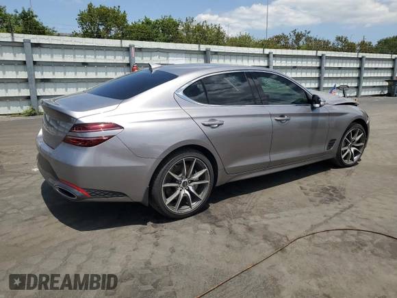 2025 Genesis G70 2.5T with VIN KMTG34SCXSU144382, listed as a Copart auction lot 53291695 with 3,465 mi miles and Non repairable. Bid and sale history available at DreamBid. Image 3.
