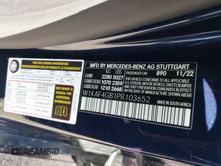 2023 Mercedes-Benz C 300 with VIN W1KAF4GB1PR103652, listed as a IAAI auction lot 42016608 with 11,935 mi miles and . Bid and sale history available at DreamBid. Image 9.