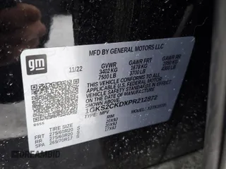 2023 GMC Yukon AT4 with VIN 1GKS2CKDXPR212872, listed as a Copart auction lot 43956265 with 74,656 mi miles and Salvage Title. Bid and sale history available at carsss.com. Image 14.