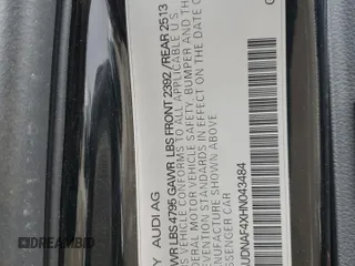 2017 Audi A4 Season of Audi Premium with VIN WAUDNAF4XHN043484, listed as a Copart auction lot 49296275 with 58,738 mi miles and Salvage Title. Bid and sale history available at carsss.com. Image 14.