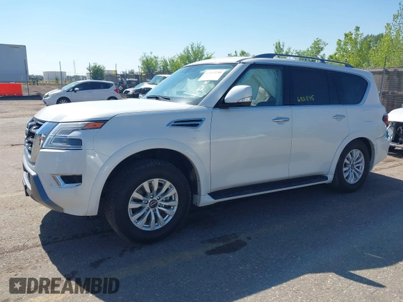 2023 Nissan Armada SV with VIN JN8AY2AD9P9692845, listed as a IAAI auction lot 42213250 with 59,880 mi miles and . Bid and sale history available at DreamBid. Image 14.