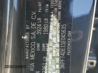 2025 Kia K4 LX with VIN 3KPFT4DE1SE045635, listed as a Copart auction lot 48115655 with 4,921 mi miles and Salvage Title. Bid and sale history available at carsss.com. Image 13.