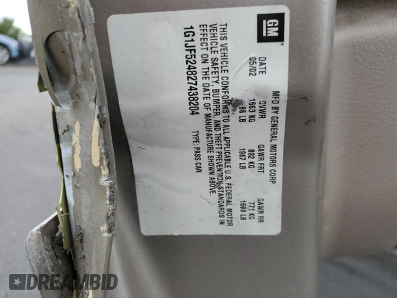 2002 Chevrolet Cavalier LS z VIN 1G1JF524827438204, wystawiony jako Copart lot #54782085 z przebiegiem 87 432 mil mil oraz Szkoda całkowita • Salvage title. Historia ofert i sprzedaży dostępna na DreamBid. Obrazek 12.
