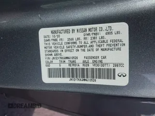 2021 Infiniti Q60 Luxe with VIN JN1EV7KK4MM410526, listed as a IAAI auction lot 41424325 with 59,349 mi miles and . Bid and sale history available at DreamBid. Image 9.