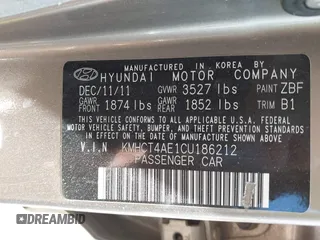 2012 Hyundai Accent GLS z VIN KMHCT4AE1CU186212, wystawiony jako IAAI lot #42247043 z przebiegiem 140 287 mil mil oraz . Historia ofert i sprzedaży dostępna na DreamBid. Obrazek 9.